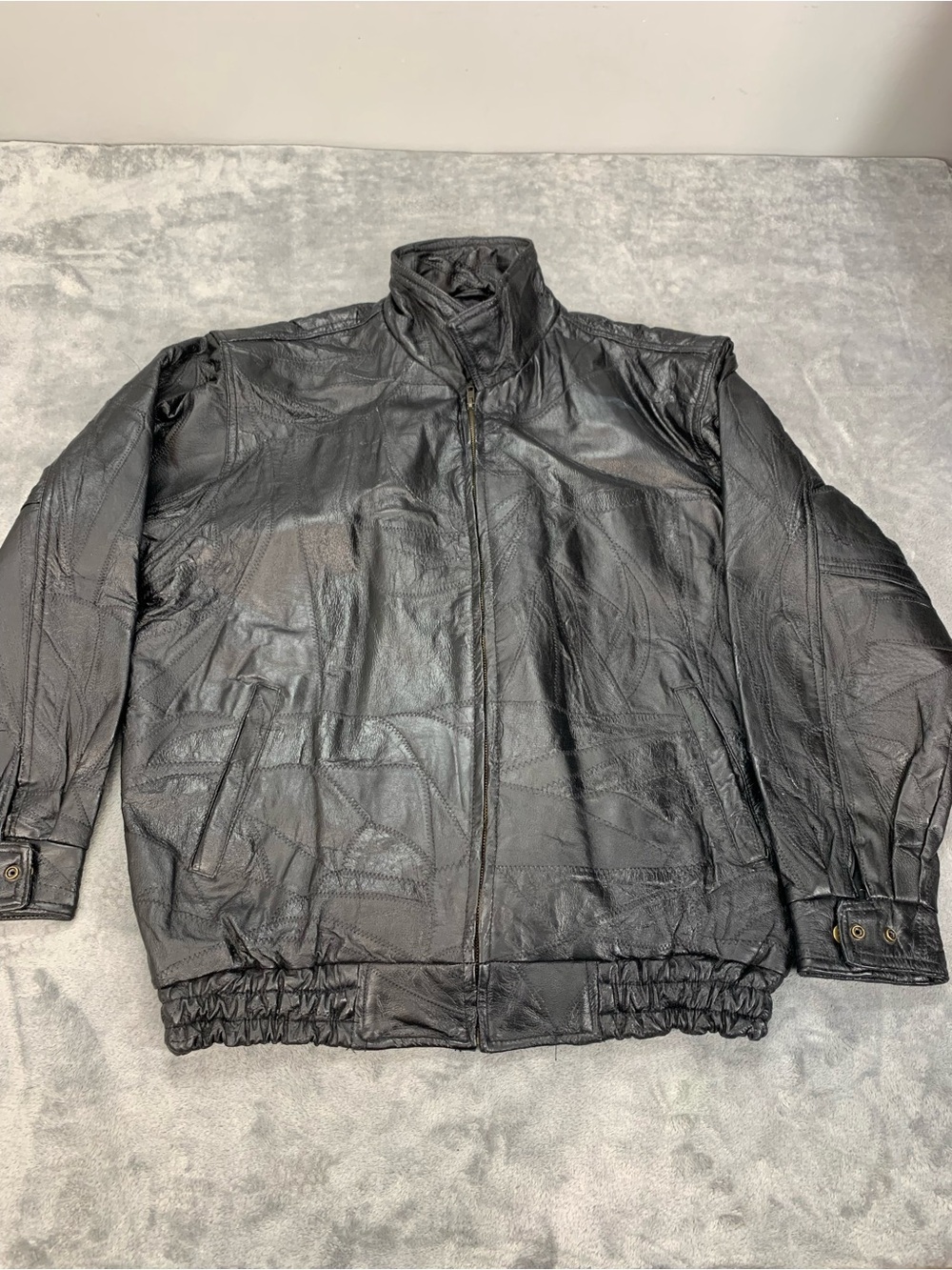 Italian Stone Design Genuine Leather Black Jacket
Size XL